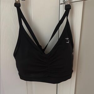 Gymshark Black V-Neck Sports Bra with Crossed Straps NEVER WORN